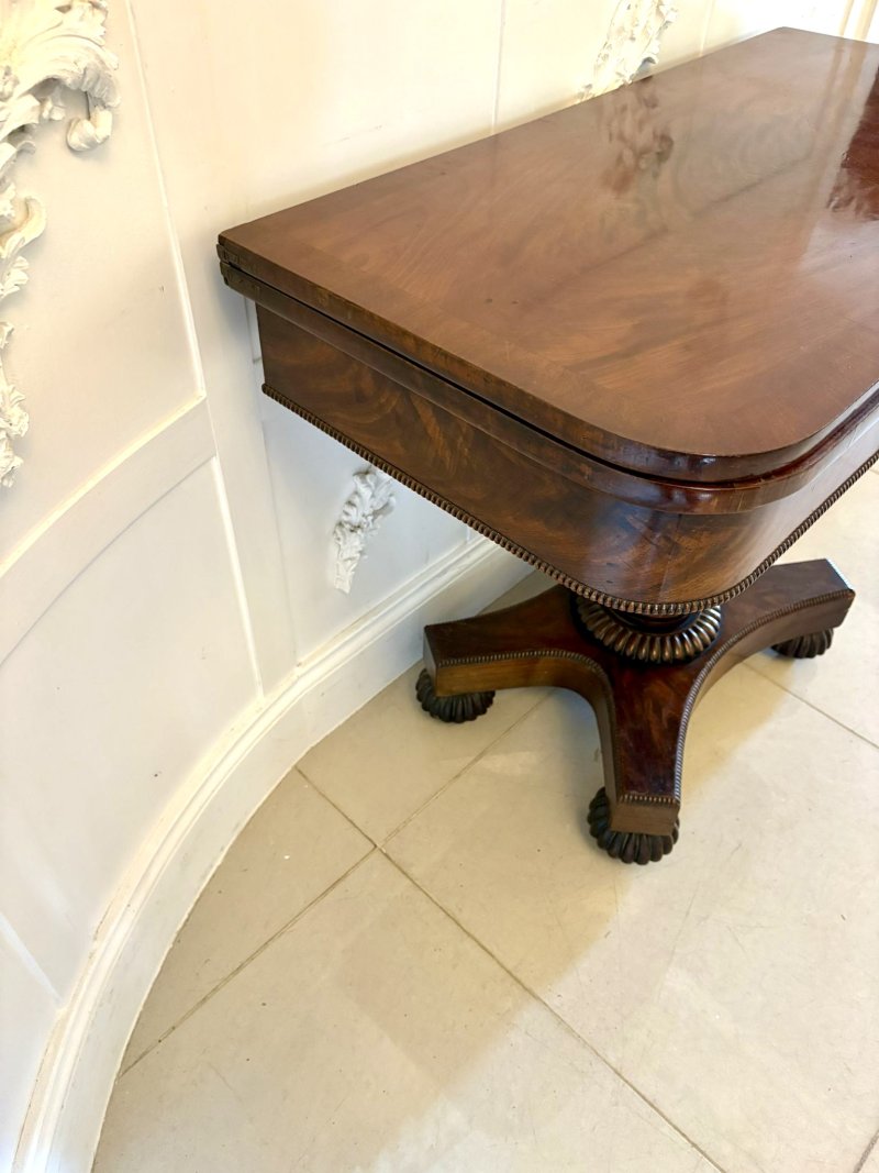 Antique William IV Quality Figured Mahogany Card/Console Table